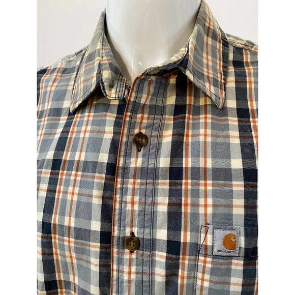 Carhartt Mens Relaxed Fit Plaid Short Sleeve Button-Up Shirt L - Picture 2 of 12